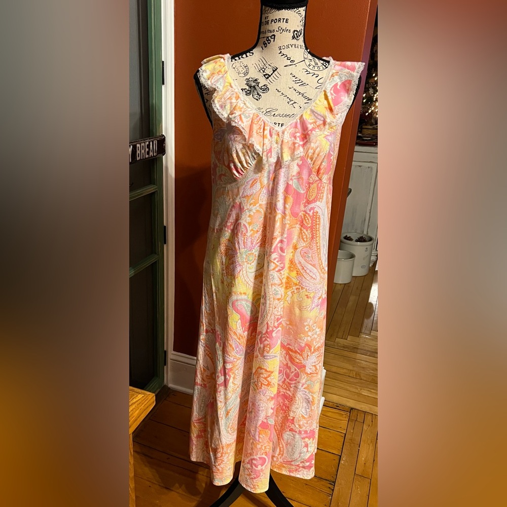 Ralph Lauren Paisley Sleeveless Nightgown Cotton Lace- Maxi Length 💕 NWOT! - Picture 13 of 13